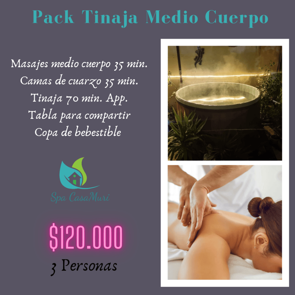 Imagen numero 1 del servicio Pack masajes medio cuerpo mas Tinaja 3 personas