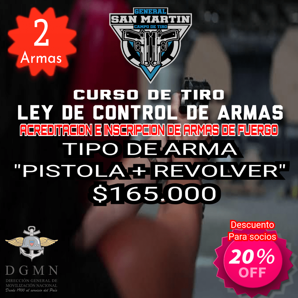 Imagen numero 1 del servicio CURSO DE TIRO D.G.M.N PISTOLA + REVOLVER (PACK 2)