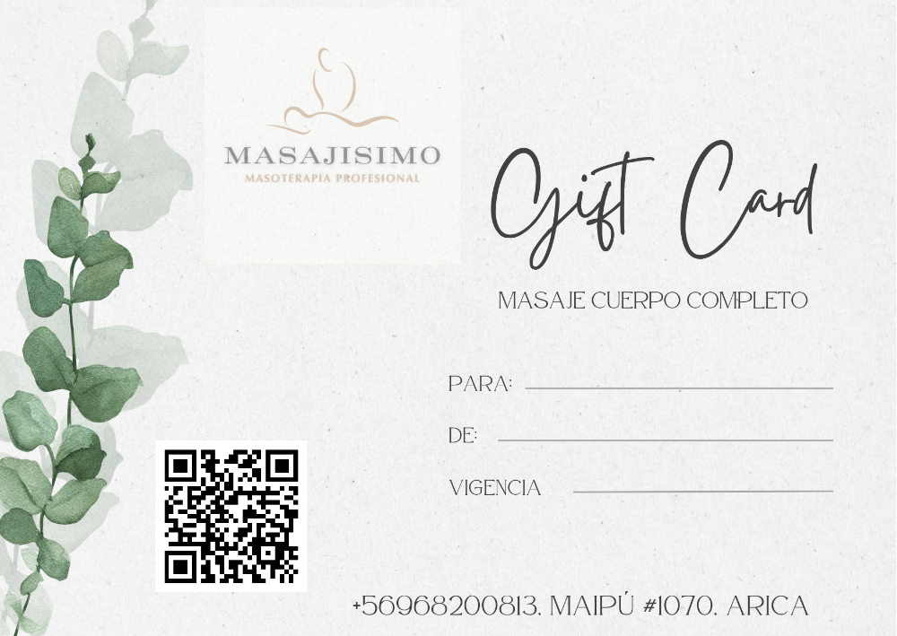 Imagen numero 1 del servicio Gift Card Masaje cuerpo completo