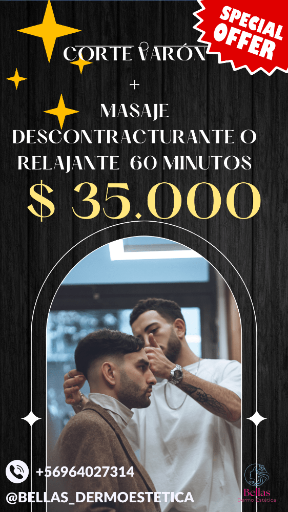 Imagen numero 1 del servicio Corte Varón + Masaje Descontracturante o Relajante de 60 minutos